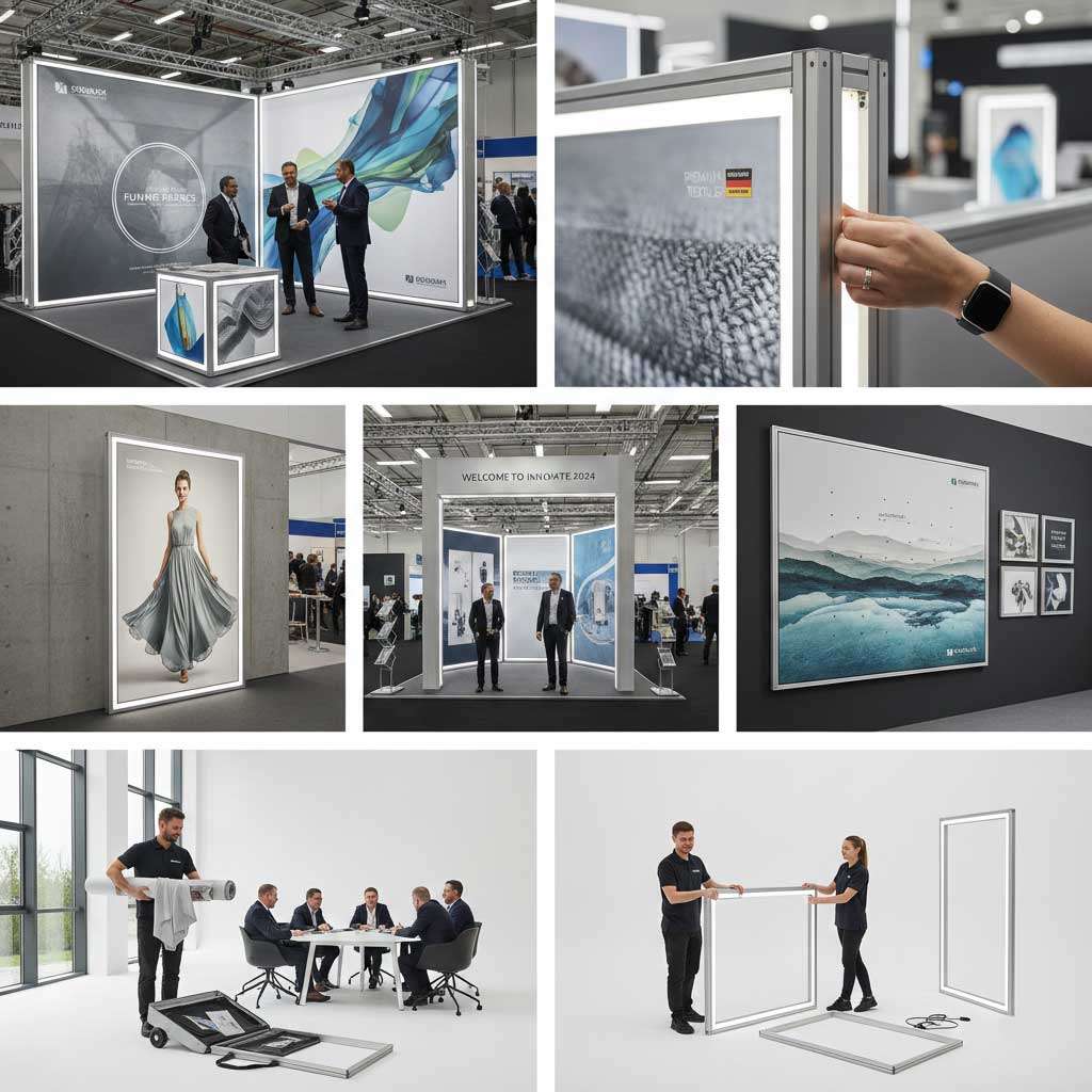 Textilspahnrahmen Messe Textilspahnrahmen Messe